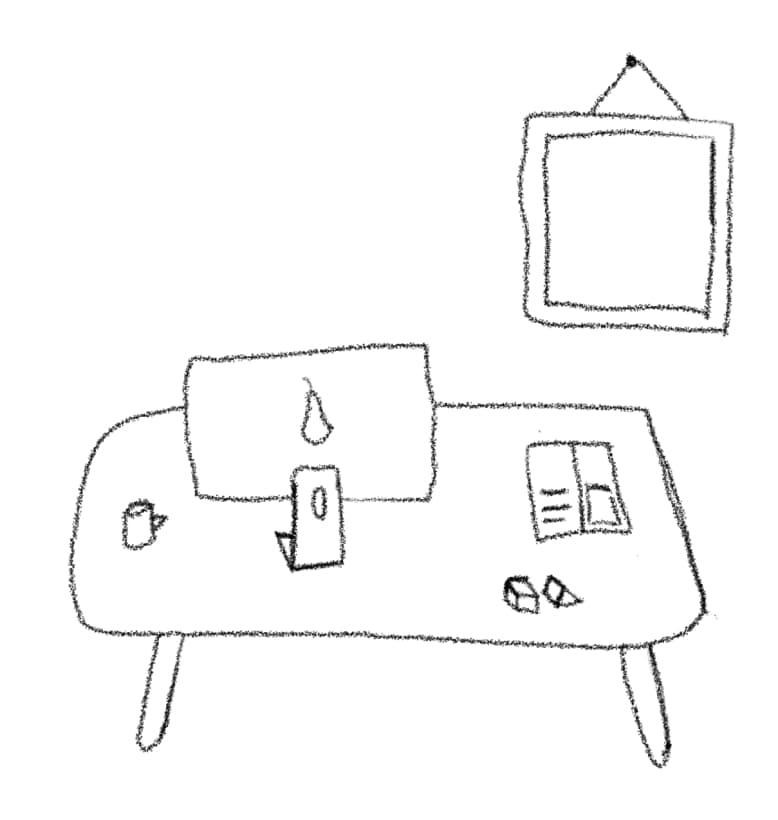 Illustration von einem Schreibtisch mit Bildschirm